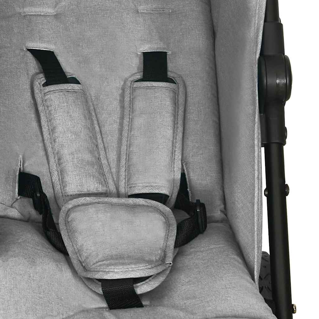 Vežimėlis dvynukams, šviesiai pilkos spalvos, plienas