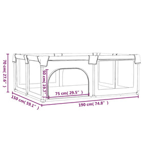 Kūdikio maniežas su 2 durimis, pilkas, oksfordo audinys