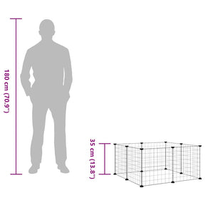 8 dalių augintinių narvas, juodas, 35x35 cm, plienas