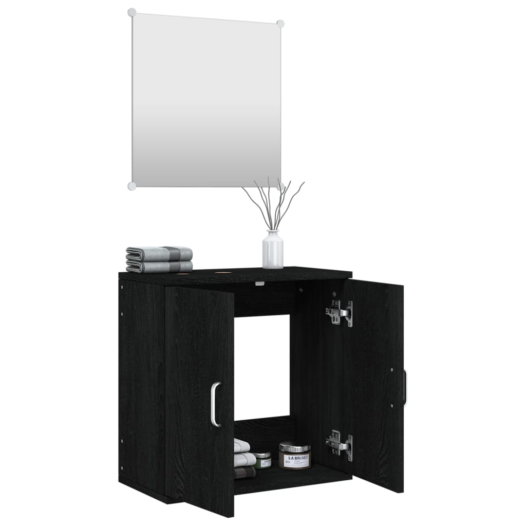 Vonios baldų komplektas, 2 dalių, juodas, apdirbta mediena