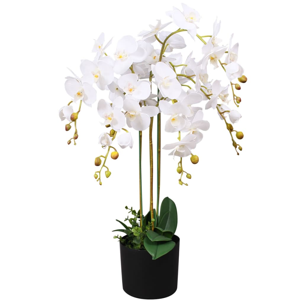 Dirbtinė orchidėja su vazonu, 30 cm, balta