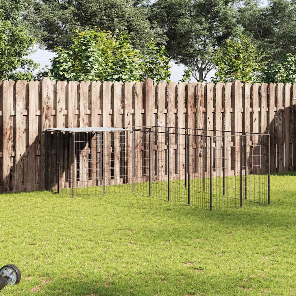 Voljeras šunims, juodos spalvos, 4,84 m², plienas