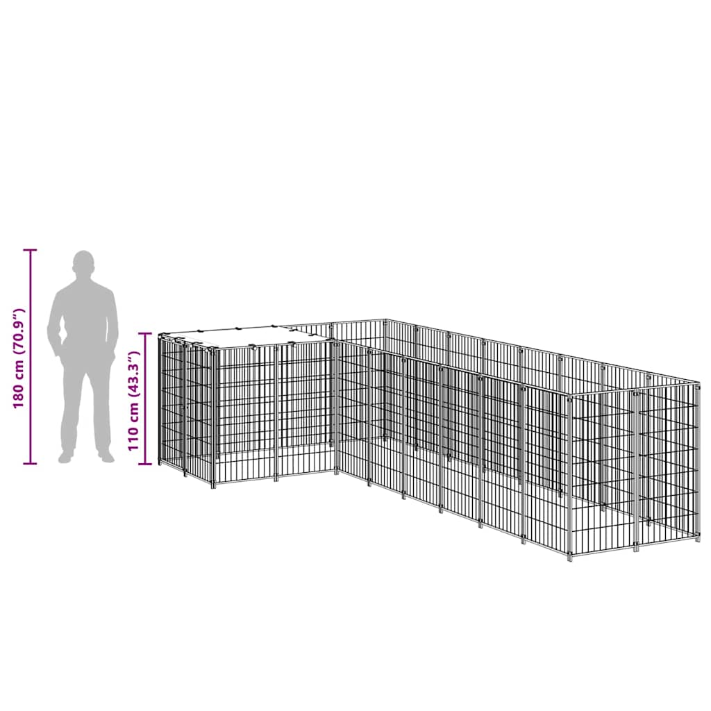 Voljeras šunims, juodos spalvos, 6,05 m², plienas
