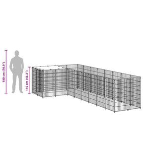 Voljeras šunims, juodos spalvos, 6,05 m², plienas