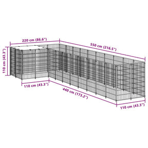 Voljeras šunims, juodos spalvos, 7,26m², plienas