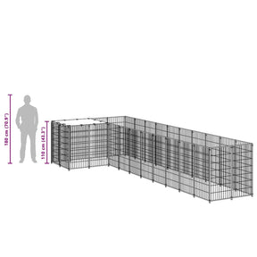 Voljeras šunims, juodos spalvos, 7,26m², plienas