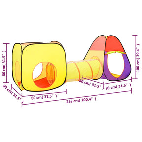 Žaidimų palapinė su 250 kamuoliukų, spalvota, 255x80x100cm