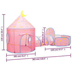 Žaidimų palapinė su 250 kamuoliukų, rožinė, 301x120x128cm