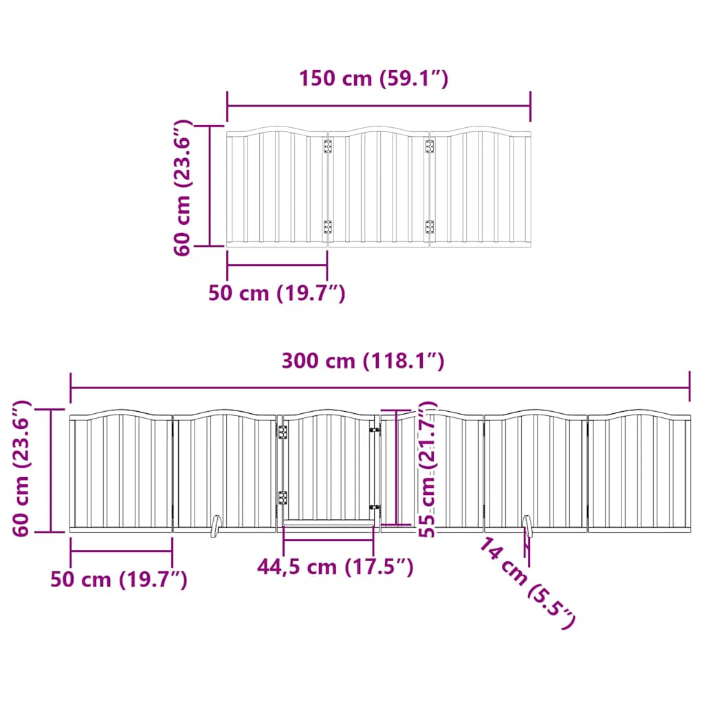 Varteliai šunims su durimis, 9 segmentai, 450cm, tuopos mediena