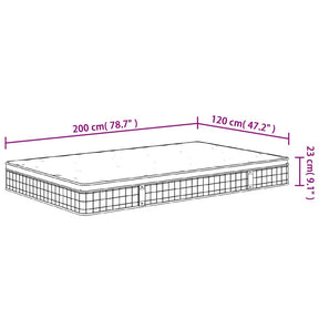 Bonnell tipo spyruoklių čiužinys, 120x200cm, vidutinio kietumo