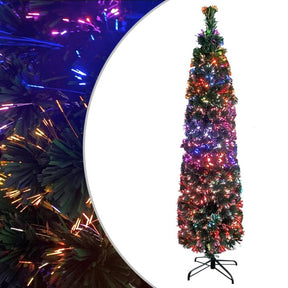 Dirbtinė siaura Kalėdų eglutė su stovu ir LED, 64cm, optinis pluoštas
