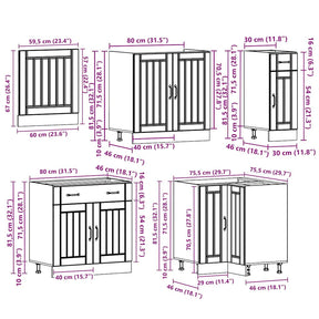 Virtuvinių spintelių komplektas, 11 dalių, Lucca, balta