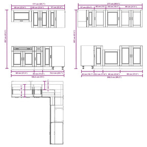 Virtuvinių spintelių komplektas, 11 dalių, Porto, balta