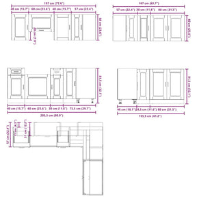 Virtuvinių spintelių komplektas, 11 dalių, Porto, balta