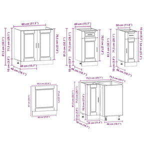 Virtuvinių spintelių komplektas, 11 dalių, Porto, balta