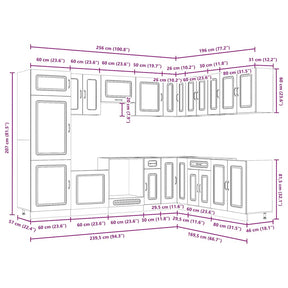 Virtuvinių spintelių komplektas, 14 dalių, Kalmar, balta