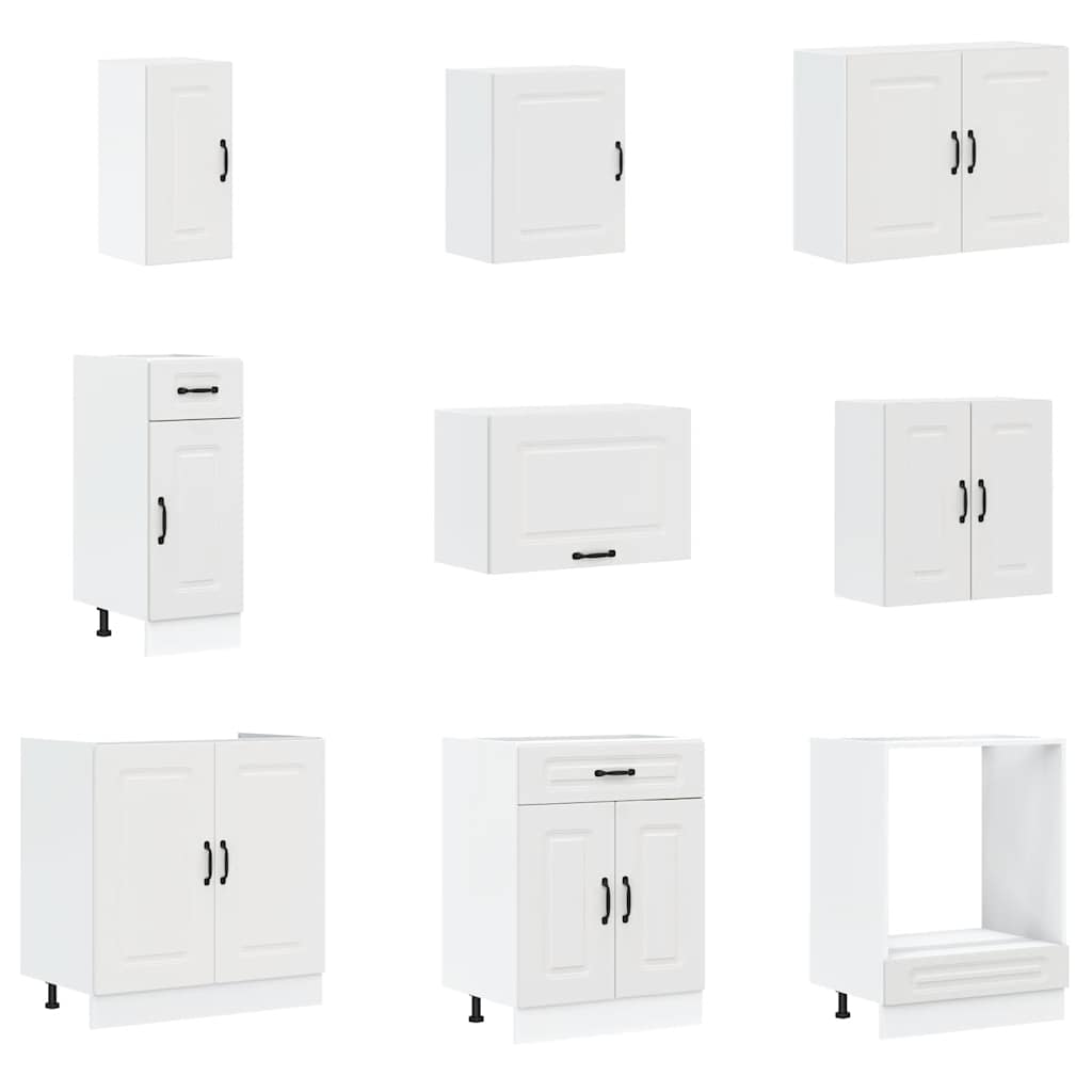 Virtuvinių spintelių komplektas, 14 dalių, Kalmar, balta