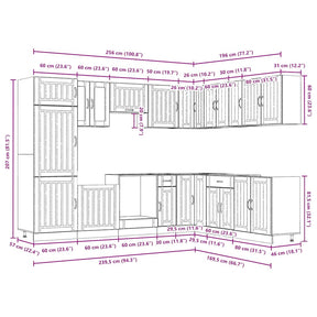 Virtuvinių spintelių komplektas, 14 dalių, Lucca, balta