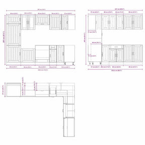 Virtuvinių spintelių komplektas, 14 dalių, Lucca, balta