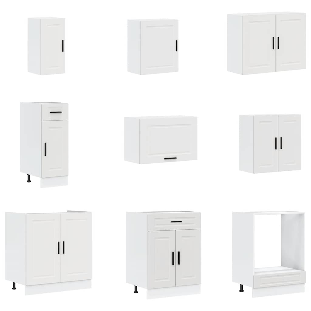Virtuvinių spintelių komplektas, 14 dalių, Porto, balta