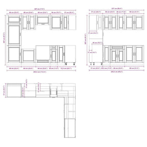Virtuvinių spintelių komplektas, 14 dalių, Porto, balta