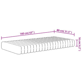 Poroloninis čiužinys vaikams, 80x160cm, vidutinio minkštumo