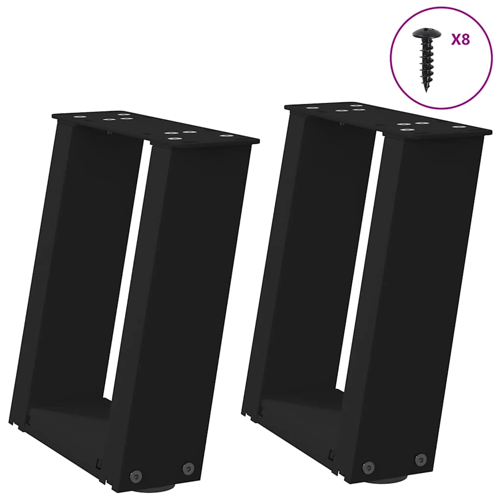 Kavos staliuko kojelės, 2 vnt., juodos, 30x(30-31) cm, plienas, U formos