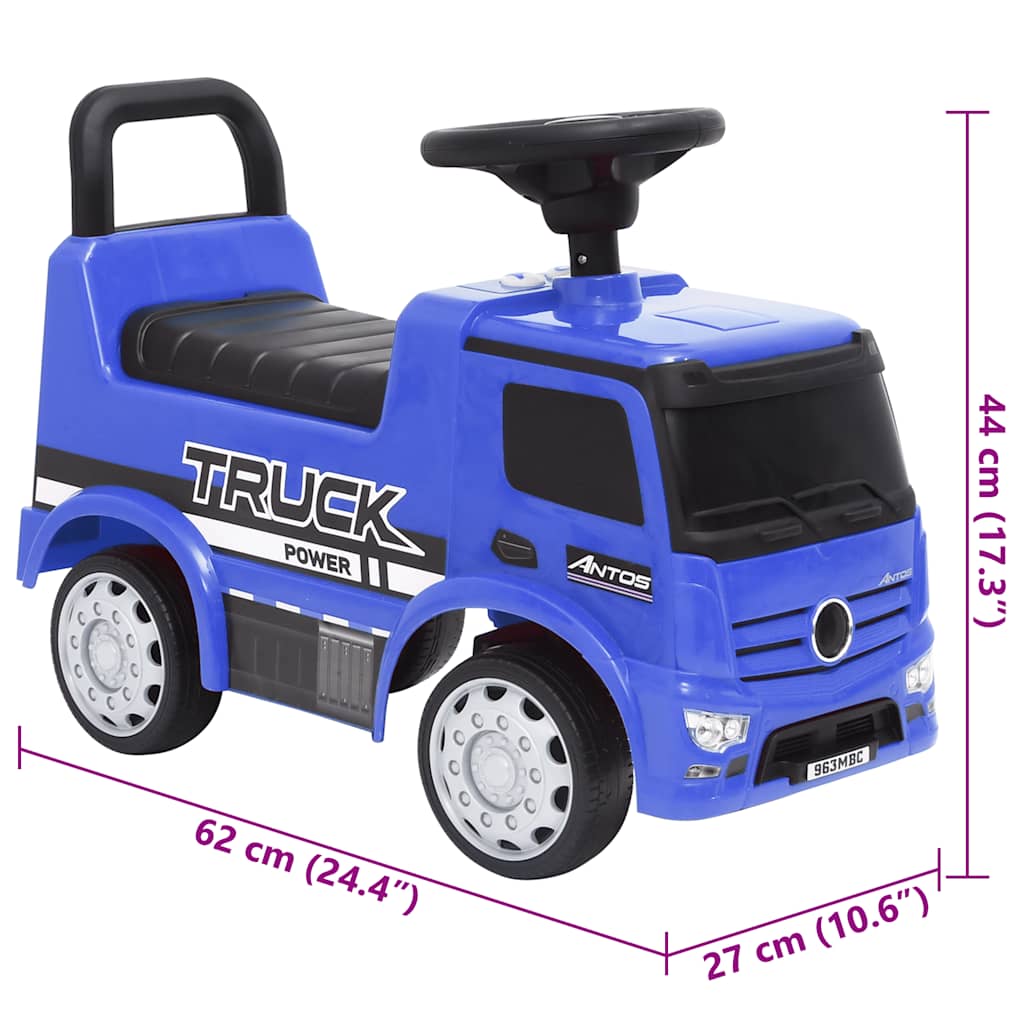 Paspiriamas vaikiškas sunkvežimis Mercedes-Benz, mėlynas