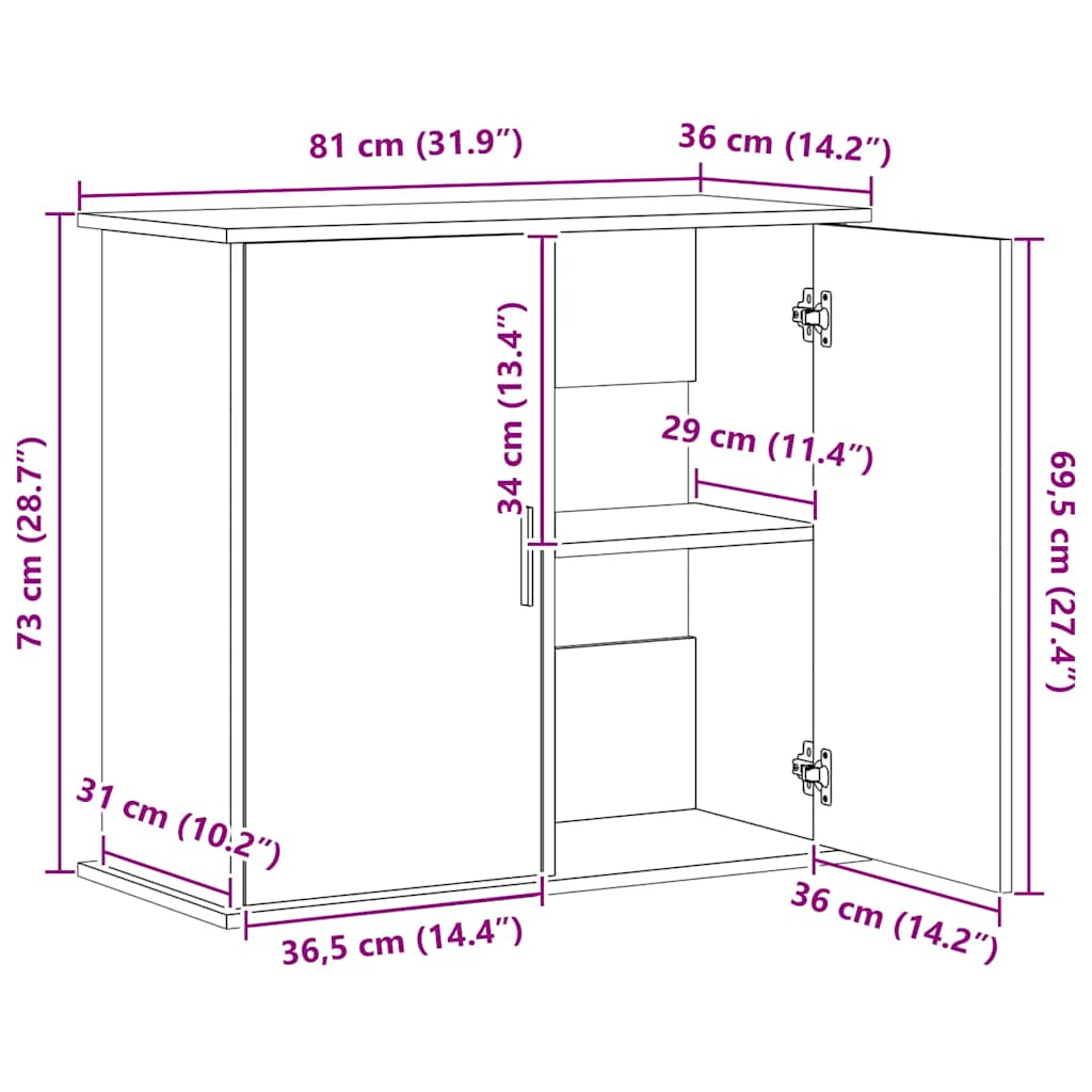 Akvariumo stovas, baltos spalvos, 81x36x73cm, apdirbta mediena