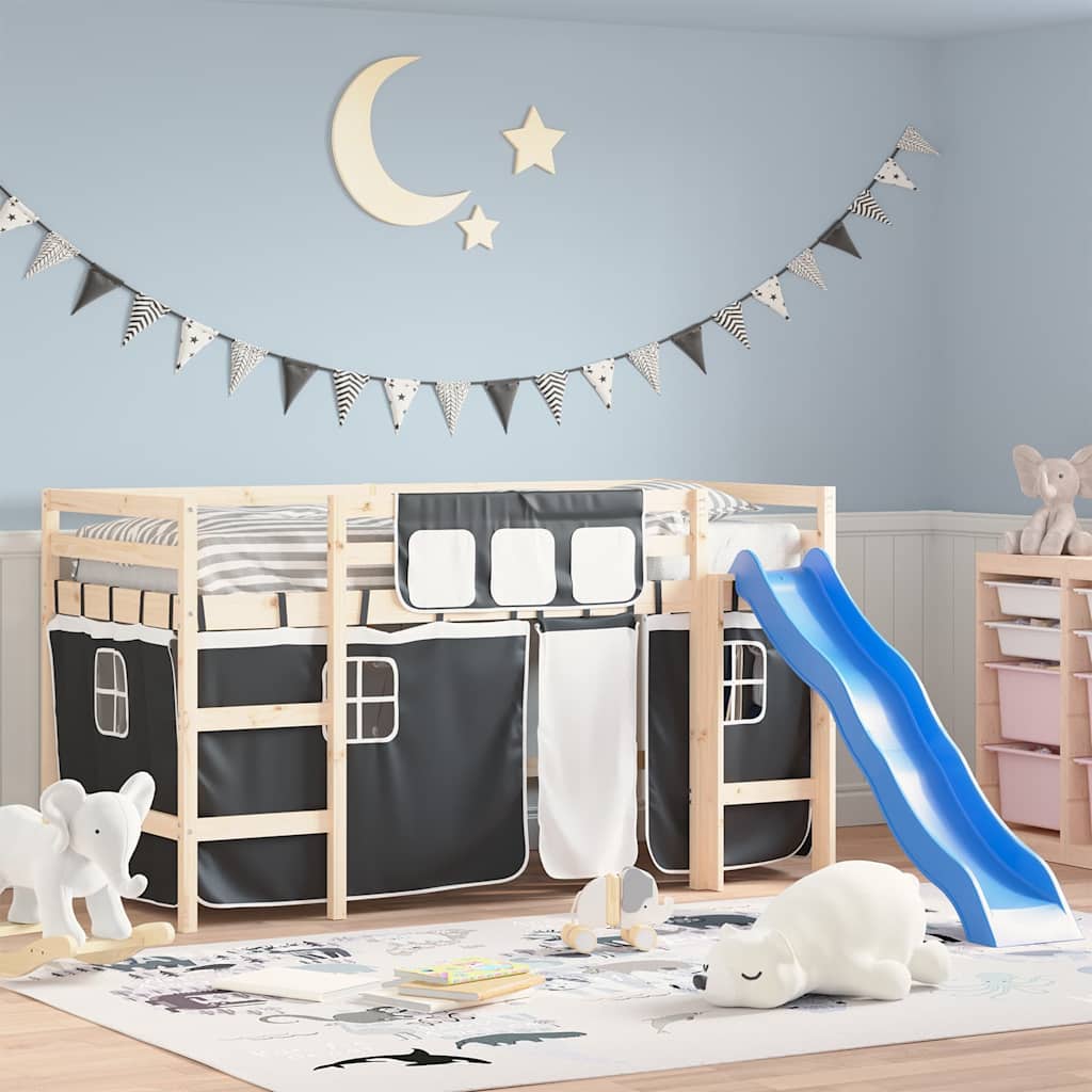 Užuolaidos aukštai lovai, baltos ir juodos spalvos, poliesteris