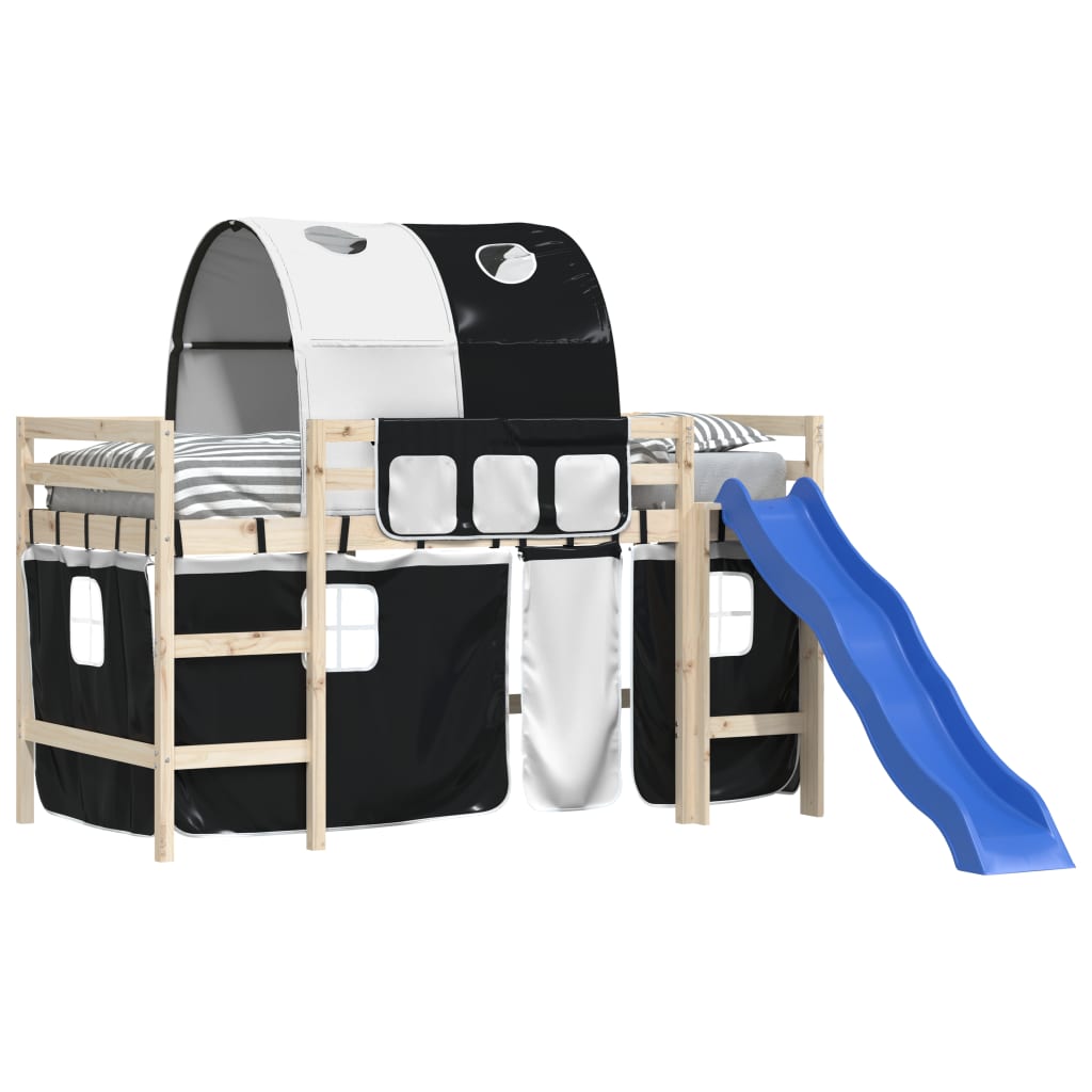 Užuolaidos aukštai lovai su tuneliu, baltos/juodos, poliesteris