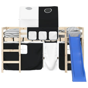 Užuolaidos aukštai lovai su tuneliu, baltos/juodos, poliesteris