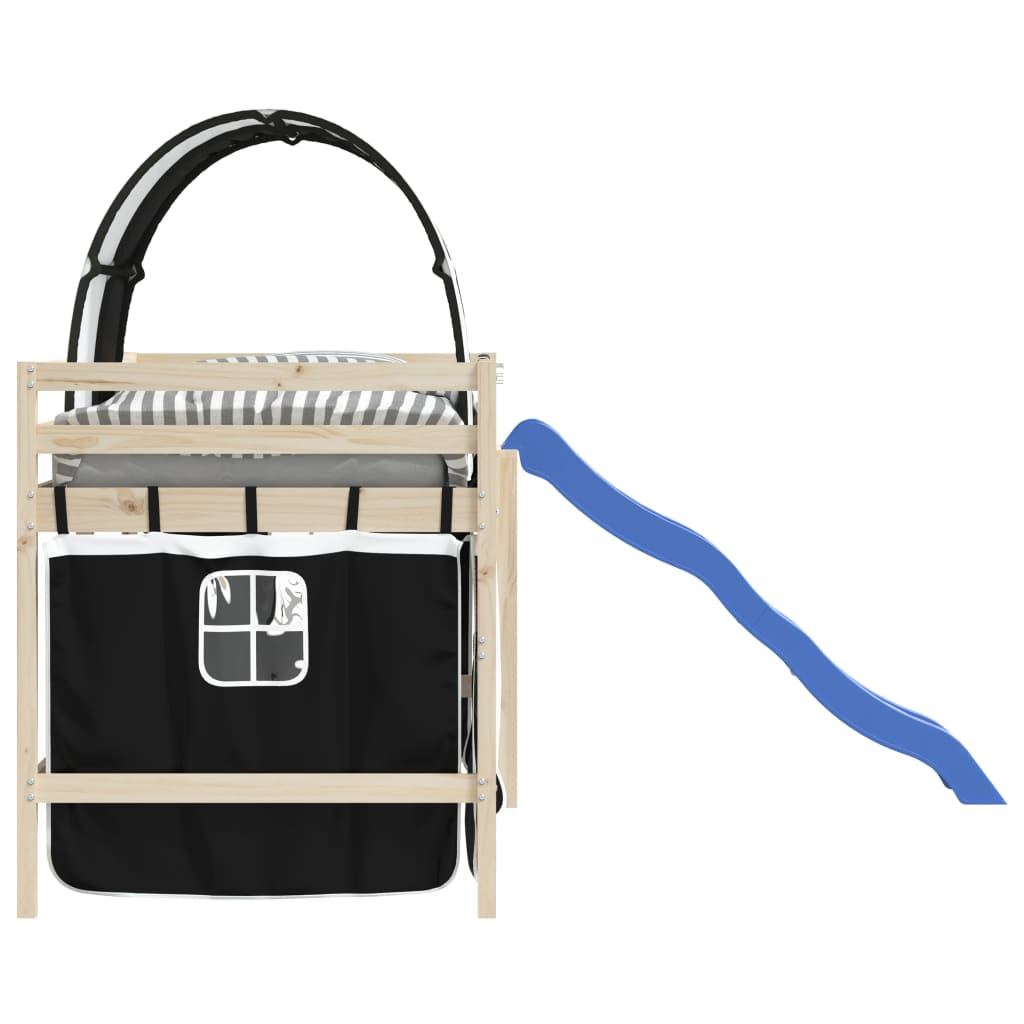 Užuolaidos aukštai lovai su tuneliu, baltos/juodos, poliesteris