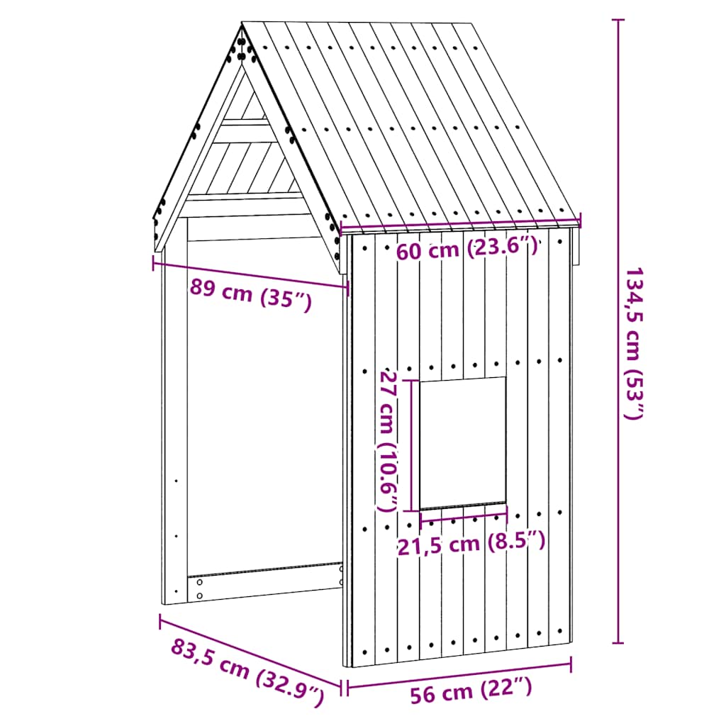 Vaikiškos lovos stogas, 60x89x134,5cm, pušies medienos masyvas